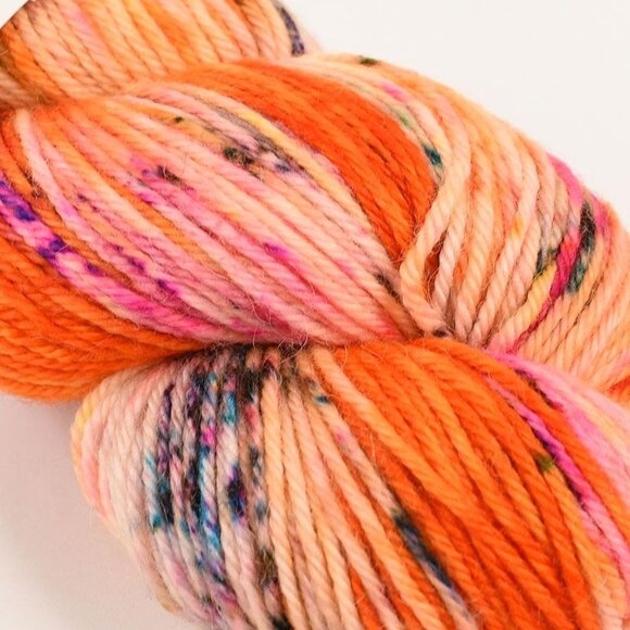 Hedgehog Fibres Alpaca DK Yarn Merino Alpaca 246 Yds Bright Orange Multi Colorwa - Picture 2 of 4